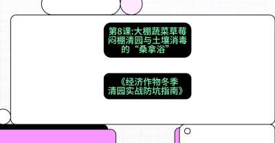 第8节：【大棚蔬菜草莓】闷棚清园与土壤消毒的&ldquo;桑拿浴&rdquo;，课程：《经济作物冬季清园&middot;实战防坑指南》#识农AI